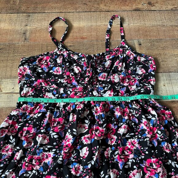 Torrid Floral Print Sundress Size 3 Black & Pink Flowers Adjustable Straps - Picture 4 of 9